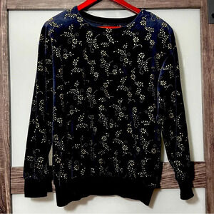 Vintage 90’s Jaclyn Sport Black Velvet Gold Floral Sweatshirt Medium Whimsigoth